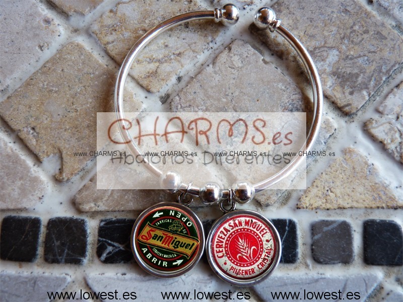 Pulsera con 2 RetroCharms Chapas Antiguas Cerveza